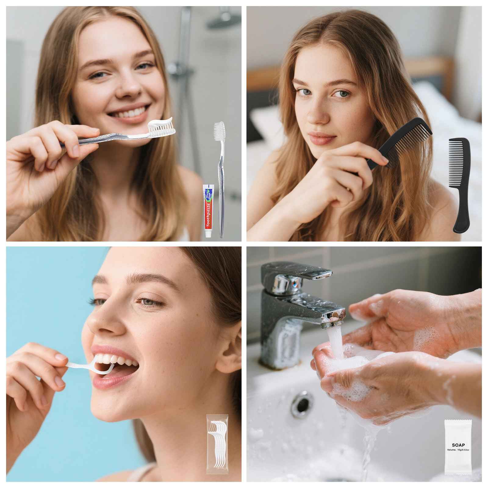 LLHQAMT Travel Toothbrush Kit, Hygiene Kit Comes in A Double Sealed Individual Package, Personal Hygiene Kit for Hotel, Camping, Home and Travel (50 Set)