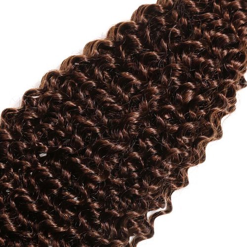 24 24 24 Inch Chocolate Kinky Curly Bundles Human Hair Color 4 Brown Curly Wave Bundles Human Hair Dark Brown Bundles Double Weft Brazilian Human Hair Extensions for Black Women