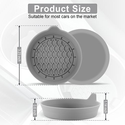 SINGARO Car Cup Holder Coaster, Silicone Cup Holder Insert, Universal Non-Slip Cup Holders, Car Accessories Interior for Women and Man 4 Pack Gray