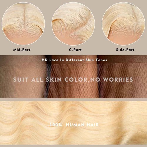 WAQI 30 Inch 613 13x6 Lace Front Wig Human Hair 200 Density Blonde Wig Human Hair Body Wave Lace Front Wigs Human Hair Pre Plucked 613 HD Lace Frontal Wig 13x6 Blonde Wigs For Women Natural Hairline