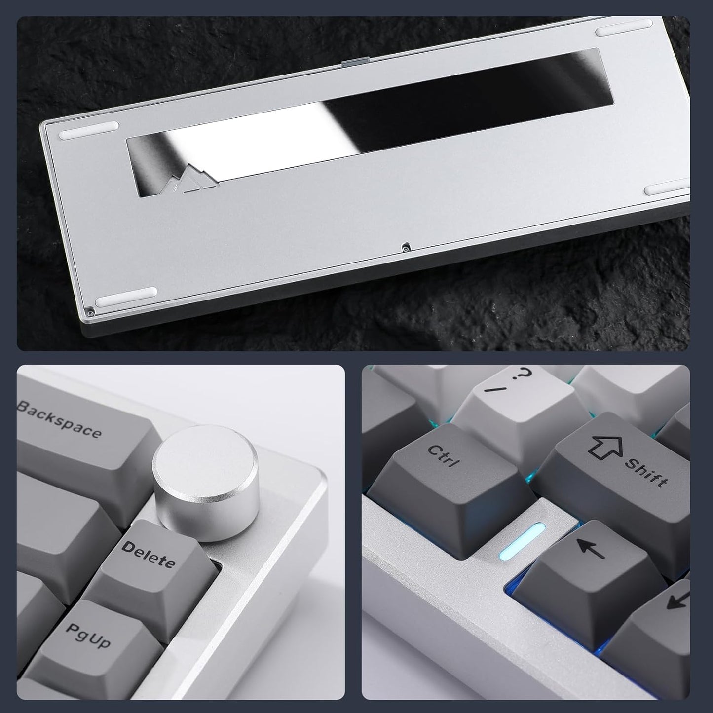 YUNZII AL68 Wireless Mechanical Keyboard,Full Aluminum CNC,60% Layout with Knob, QMK/VIA Software,Gasket Mounted,Hot Swappable,RGB Backlit,BT/2.4G/USB-C for Mac/Win (Black, Milk V2)