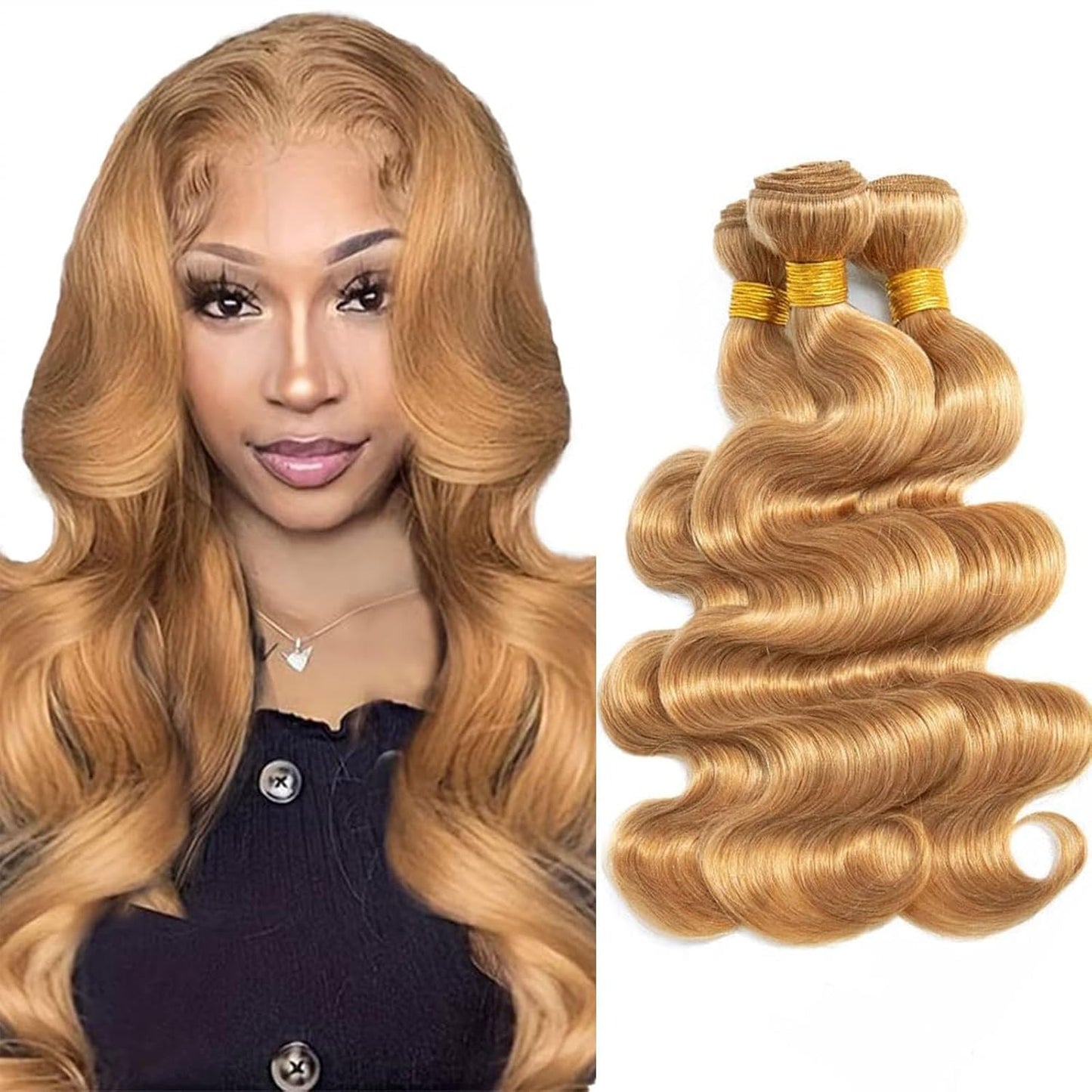 #27 Body Wave Human Hair Bundles Color 27 Blonde Human Hair 18 20 22Inch 3 Bundles Unprocessed Virgin Hair(#27-BB-18 20 22)