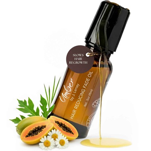 Umber By J. Lenay Hair Reducing Fade Oil 15ml – Facial Hair Reducing for Women & Men – Natural Hair Reduction Oil for Face & Body - Helps with Ingrown Hairs– Regular Strength (Not for Sensitive Skin)