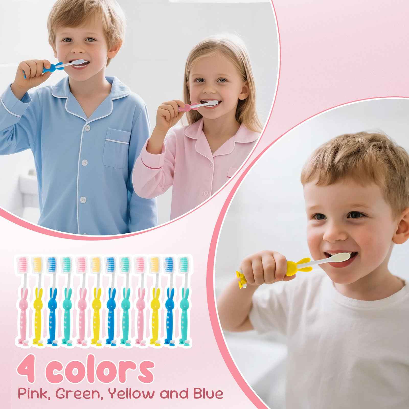 Kids for Toothbrushes In Bulk, Individually Wrapped Toothbrush Cute Manual Soft Bristles Children Disposable Toothbrush With Cover Suction Cup Toddler Toiletries Set for Home/School/Travel (200 Pack)