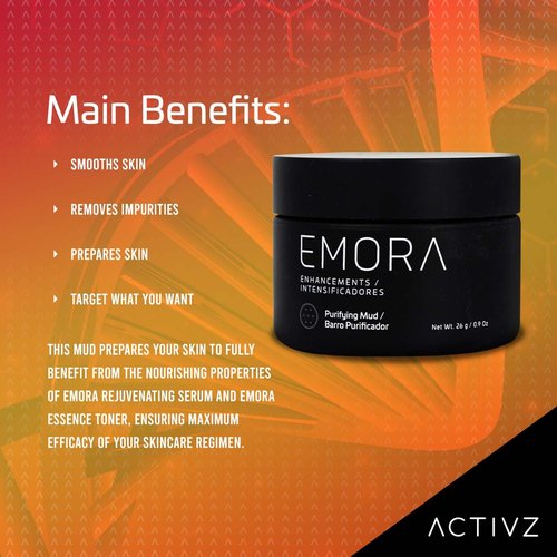 ACTIVZ Emora Purifying Mud - Skincare Mask with Kaolin Clay, Papain, and Honey to Remove Impurities, Exfoliate, and Promote Radiance - 26g