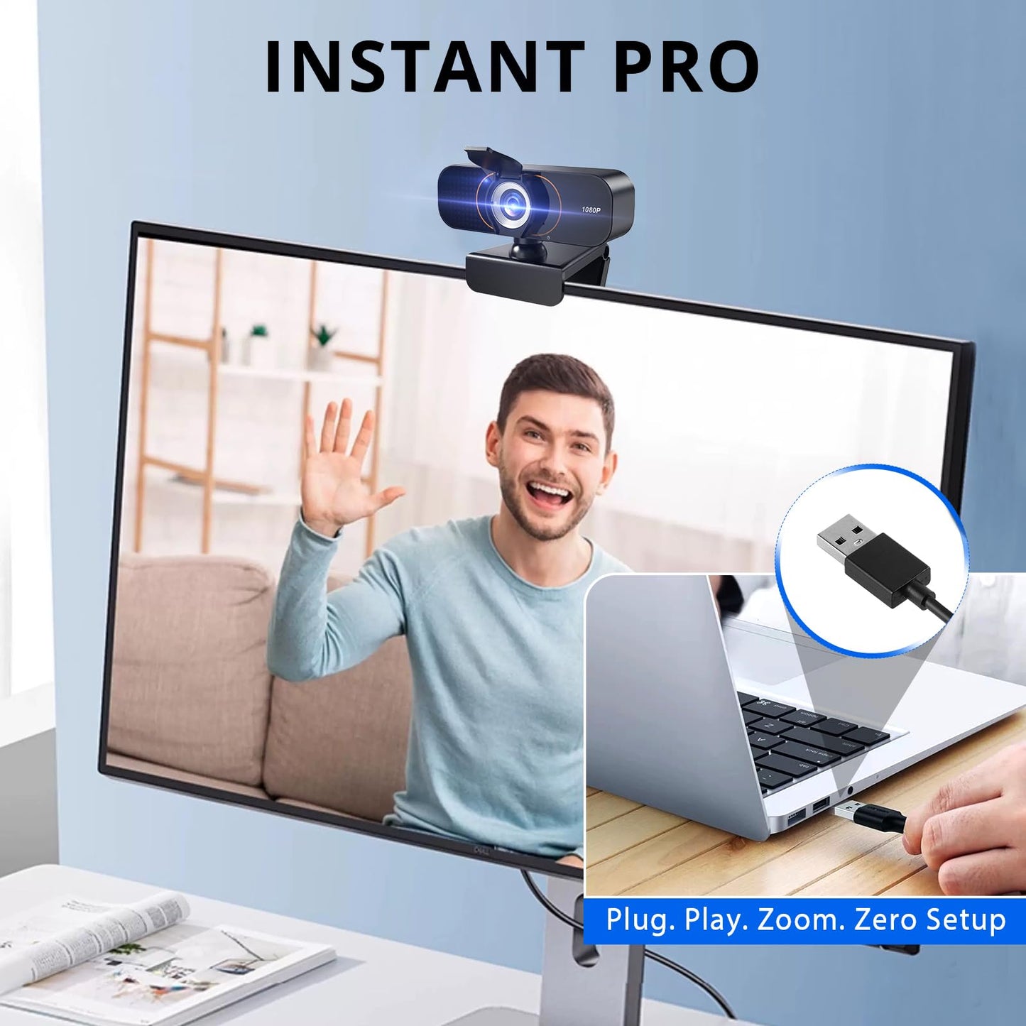 4K/2K/1080P Webcam for pc, Plug & Play USB Webcam for Online Classes, Video Calling, Live Streaming (Updated-GQ1080)