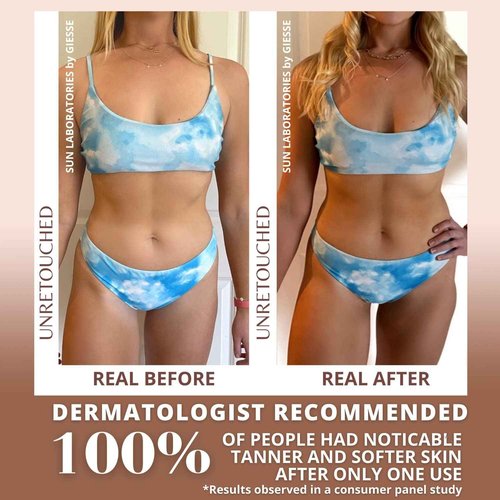 Sun Laboratories By Giesee Dark Sunsation Self Tanning Lotion 8 oz 2 Pack with Tanning Mitt - Organic Self Tanner, Sunless Tanner, Sun Labs Very Dark Tanning Lotion, Self Tanner with Mitt