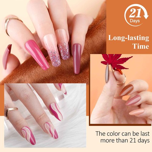Arousar Gel Polish Kit, 48pcs Nail Gel Polish Set for Christmas, 42 Winter Colors Nude Brown Sliver Pink Coffee Starter Kit with Builder Nail Gel, Base & 4 Top Coat for Nail Art Manicure DIY at Home