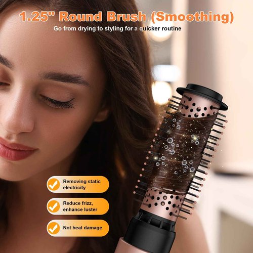 6 in 1 High-Speed Air Wrap Hair Styler,110,000 RPM Professional Hair Dryer Brush Set Fast Drying,No Heat Damage Multi-Styler,Blow Dryer Brush for Curling Straightening Volumizing Styling (Rose Gold)