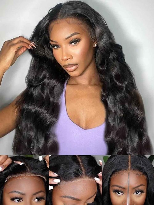 Tahikie Glueless Wigs Human Hair Pre Plucked Pre Cut 220% Density 16 Inch 5x5 HD Lace Closure Wigs Human Hair Body Wave Lace Front Wigs for Beginners Ready to Go Wig Natural Color