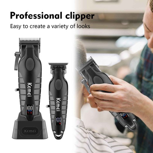KEMEI Professional Hair Clippers Set for Men,Cordless Rechargeable Hair Clippers Kit, Clippers and Trimmer Set for Hair Cutting, Haircut Clippers,Gifts for Men (PG2290D+2293)