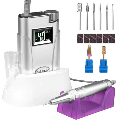 Nail Drill Professional, HoMove 2-in-1 40,000 RPM Cordless Nail Drill Rechargeable, Powerful Efile Nail Drills for Gel Dip Acrylic Nails/ Nail Art Salon/ Home Use