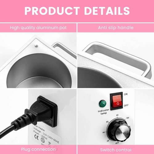Upgrade BUT2.5L-I Non-stick Large Wax Pot, Anbull Single Professional Wax Heater for Hair Removal - Easy to Clean Waxing Machine
