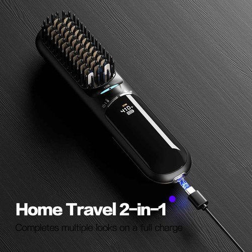 Upgraded safety lock, travel portable wireless hair straightener, LED high-definition digital display, negative ion hair care, 6 kinds of temperature adjustment, mini electric hairbrush, gift for girl