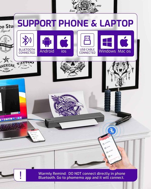 Phomemo Wireless Tattoo Stenicl Printer, Stencil Printer for Tattooing,Bluetooth Tattoo Printers for Tattoo Artists & Beginners with 1 Carry Case