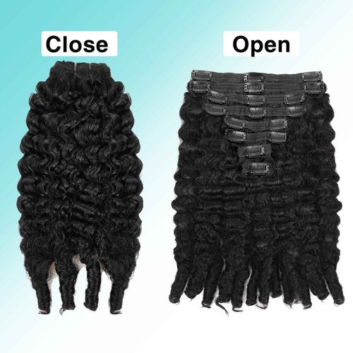 Burmese Curly Clip In Hair Extensions Real Human Hair 8pcs 120g/Set Spirally Curly Classic Clips Ins Full Head For Black Women 26 Inch Natural Black
