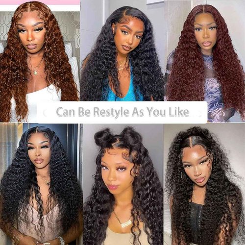 HAVI KING 30inch Deep Wave Lace Front Wigs Human Hair with Baby Hair 13x6 Glueless HD Full Lace Front Wig Pre-Drawn Bleaching Knot 200% Density Deep Curly Lace Frontal Wig Natural Color for Woman