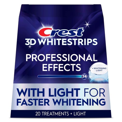 Crest 3D Whitestrips Professional Effects + LED Light – Teeth Whitening Kit, 1 Light + 20 Treatments, Each with 1 Upper/1Lower, 40 Strips – Crest 3DWhite Teeth Whitening Strips