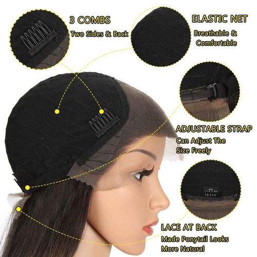 Joedir 28" Long Straight 13x4 Lace Frontal Wigs for Black Women Free Part Lace Front Wigs with Baby Hair Natural Hairline Ombre Black Root Easy-360 Synthetic Hair Wig Heat Resistant Fiber (Ombre Pink