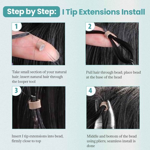 Itip Hair Extensions Real Human Hair Long Curly I Tip Extensions 24 Inch 50g 50s, #1B Natural Black Cold Fusion I Tip Hair Extension Burmese Human Hair Kinky Curly I Tips for Black Women