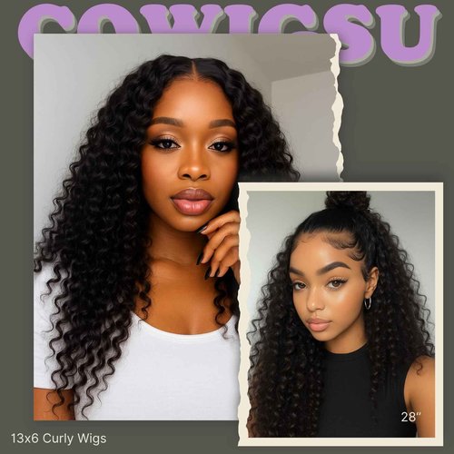 Synthetic Lace Front Wig 13x6 HD Lace Front Wig for Black Women 28inch Curly Hair Glueless Wig Pre-Plucked Wigs Beginner Friendly Natural Hairline Glueless Heat Resistant Lace Front Wig Long Curly Wig