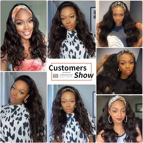higher Body Wave Headband Human Hair Wig 22 Inch Glueless None Lace Front Wig Brazilian Virgin Hair Wear and Go Wigs for Black Women 150% Density Wigs Natural Color