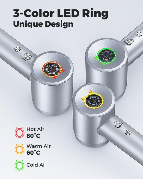 Hair Dryer, 110000 RPM Professional High-Speed Blow Dryer 200 Millions Negative Ionic Care Hair Dryer for Fast Drying, Low Noise Thermo-Control Hairdryer, Travel with Nozzle