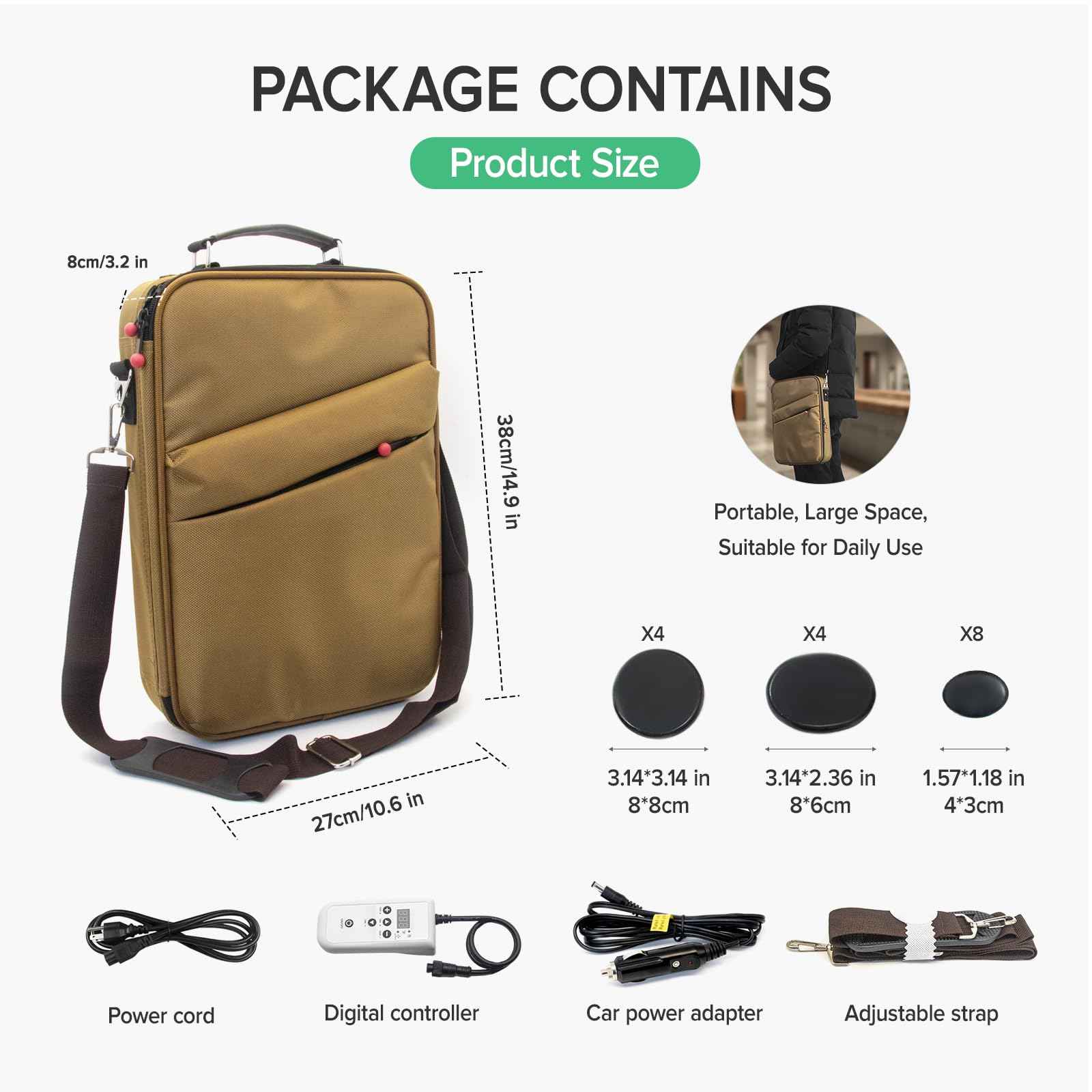 Goodtar Portable Hot Stones Warmer Set Spa Salon Massage Digital Electric Heater Kit with 16 Basalt Stones