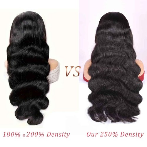 13x6 HD Frontal Wig 250 Density HD Lace Front Wigs Human Hair Pre Plucked with Baby Hair Brazilian Virgin Hair Glueless Body Wave Wig 20 Inch Transparent Lace Front Wigs Human Hair Natural Black
