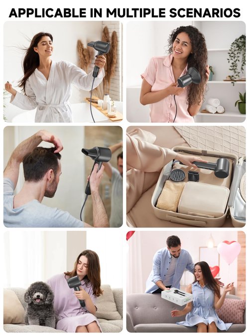 TRANXPHIT High Speed Blow Dryer : 160000 RPM Professional Curly Hair Dryer 500 Millions Negative Ionic Lightweight Quiet Fast Drying Hair Blower for Men Women Gift Travel