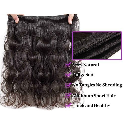 12A Brazilian Body Wave Human Hair 3 Bundles 18 20 22 Inch 100% Unprocessed Brazilian Virgin Human Hair Weave Bundles Body Wave Hair Extensions Natural Color