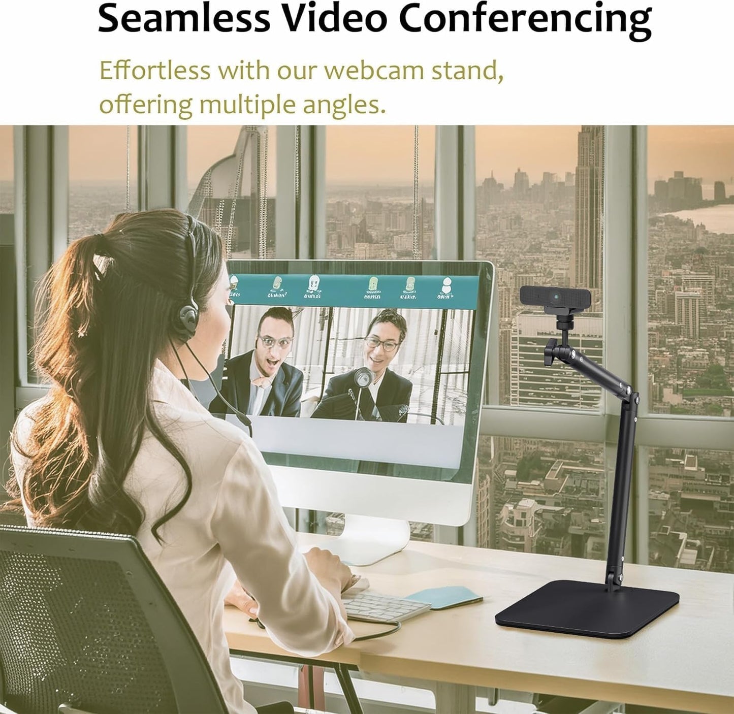 Advenza Webcam Camera Stand, Phone Mount, Sturdy Desk Mount for Webcam C922 C930e C920S C920 C615 C960 C920x BRIO 4K, Phone Mount, Right Light with 1/4" Thread