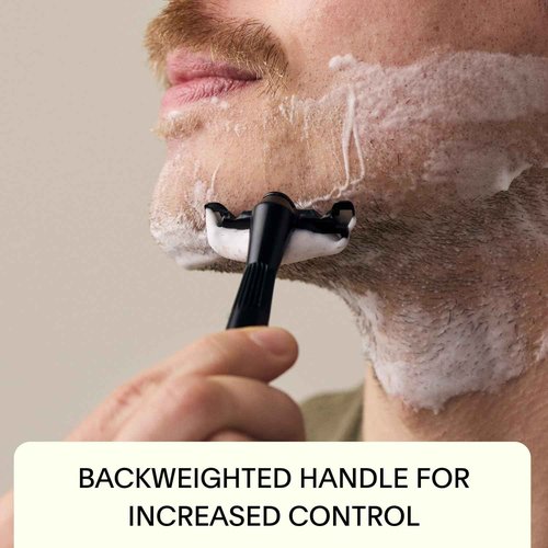 Leaf Shave | Leaf Twig Razor, All-Metal Single Blade Razor for Men & Women, Fixed Head with Magnetic Load Assist, Includes 5 Stainless Steel Blades - Face Shaving Lighter Hair Sensitive Skin - Black