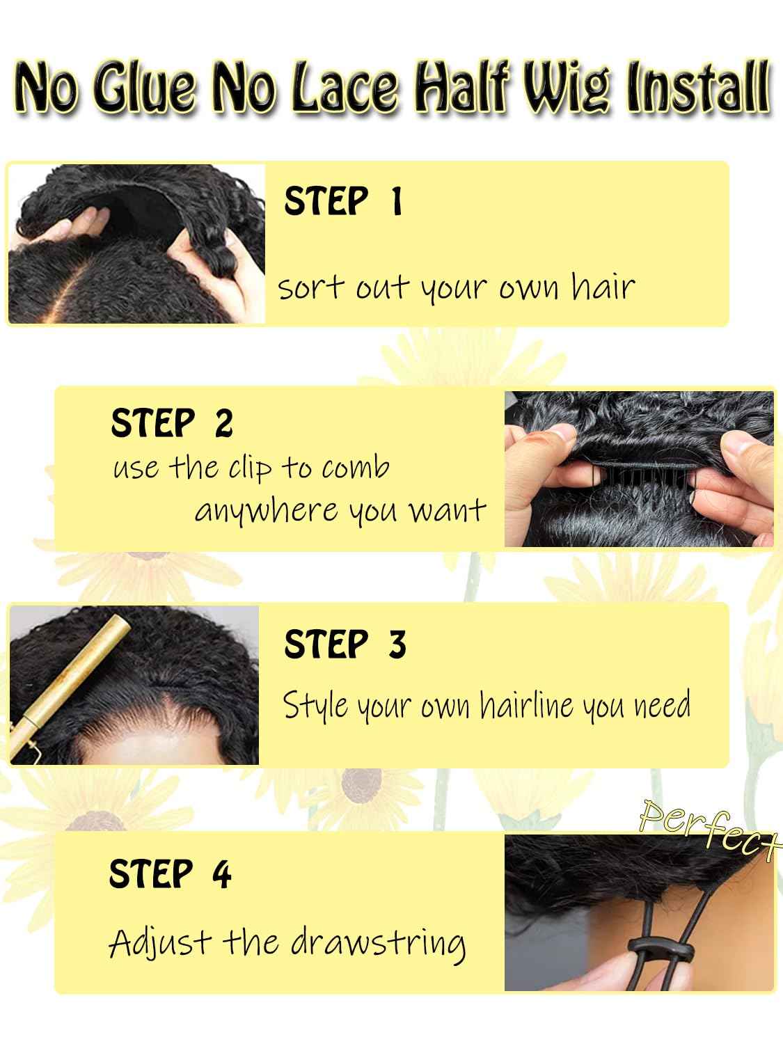 22 Inch Kinky Curly Half Wig Human Hair 3 In 1 Seamless Flip Over Half Wigs Human Hair Glueless Wear and Go 220 Density Beginner Friendly Drawstring Headband Wig for Women (KC Half Wig, 22 Inch)