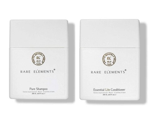 Rare Elements Pure Shampoo & Essential Lite Conditioner Set with Gute Carrying Bag (Three Piece Bundle) 8 oz per unit