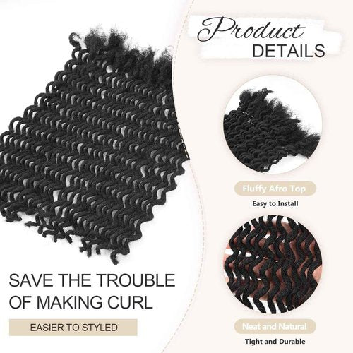 DAIXI Curly Wave Loc Extensions Human Hair, 100% Real Human Hair Dreadlock Extensions for Man/Women Handmade Permanent Dread Extensions Can Be Dyed Bleached Twisted (0.4cm, 1B, 6 Inch 30 Strands)
