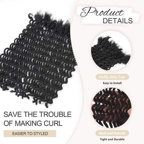 DAIXI Curly Wave Loc Extensions Human Hair, 100% Real Human Hair Dreadlock Extensions for Man/Women Handmade Permanent Dread Extensions Can Be Dyed Bleached Twisted (0.4cm, 1B, 12 Inch 30 Strands)