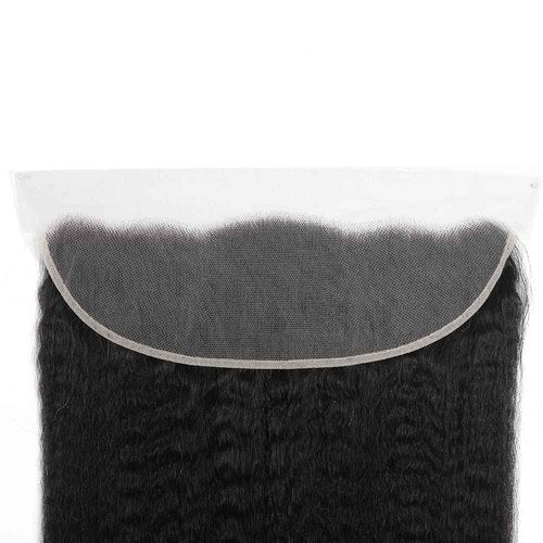 Kinky Straight 13x4 Ear To Ear HD Lace Frontal Closure 16 Inch 12A Brazilian Kinky Straight Human Hair Transparent Frontal Closure 150% Density Natural Hairline Pre Plucked