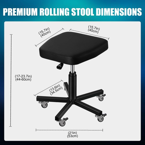 POARMEEY Black Swivel Stool with Wheel Rolling Height Adjustment Spa Drafting Salon Tattoo Work Office Massage Stools Task Chair