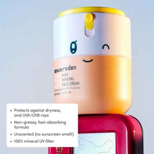 Evereden Kids Healthy Habit TRIO : Clean & Vegan Skin & Hair Care for Kids Bundle | Skin Care Cloud Face Wash + SPF 20 Mineral Face Cream + Shampoo - Detangling | Clean Ingredients