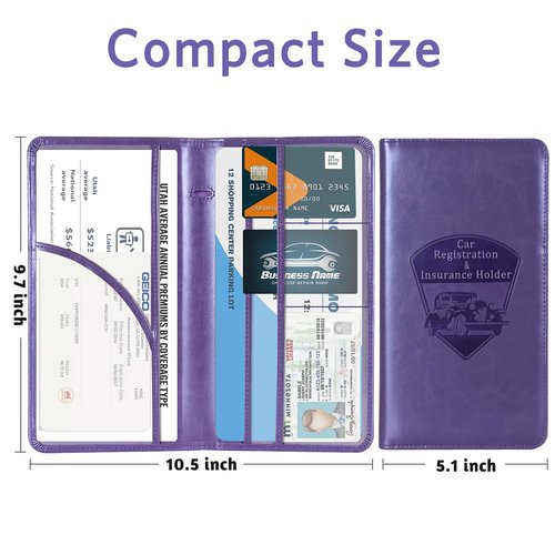 CoBak Car Registration and Insurance Holder - Vehicle Glove Box Car Organizer,Auto Truck Comparment Accessories Case with Magnetic Closure for Driver License,Cards