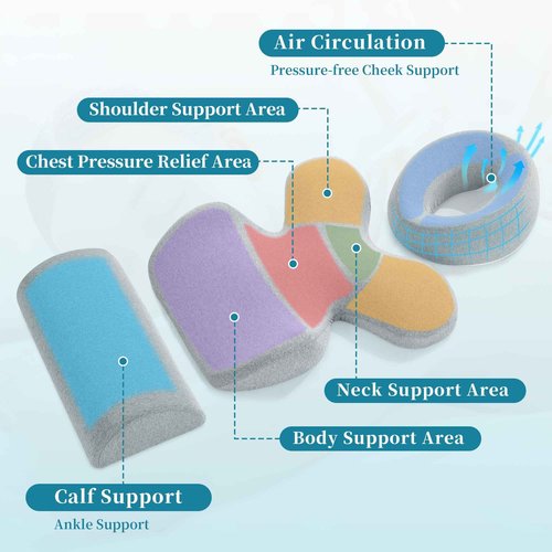 BALAPET Massage Face Down Pillow and Breast Pillow Set, Breathable Face Down Pillow for Sleeping with Memory Foam Support, Women's Massage Bolster Sleeping for Bed, SPA, Home