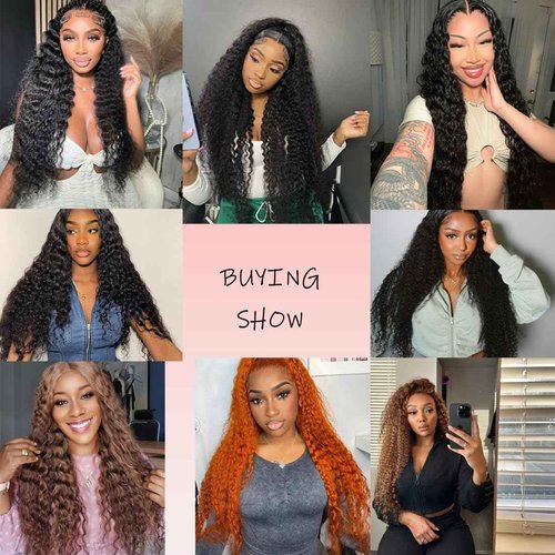 Nakkia 26 Inch Deep Wave Lace Front Wigs Human Hair 13x6 HD Transparent Lace Frontal Wig 180% Density Deep Curly Wet and Wavy Human Hair Pre Plucked Glueless Wigs for Women Natural Color
