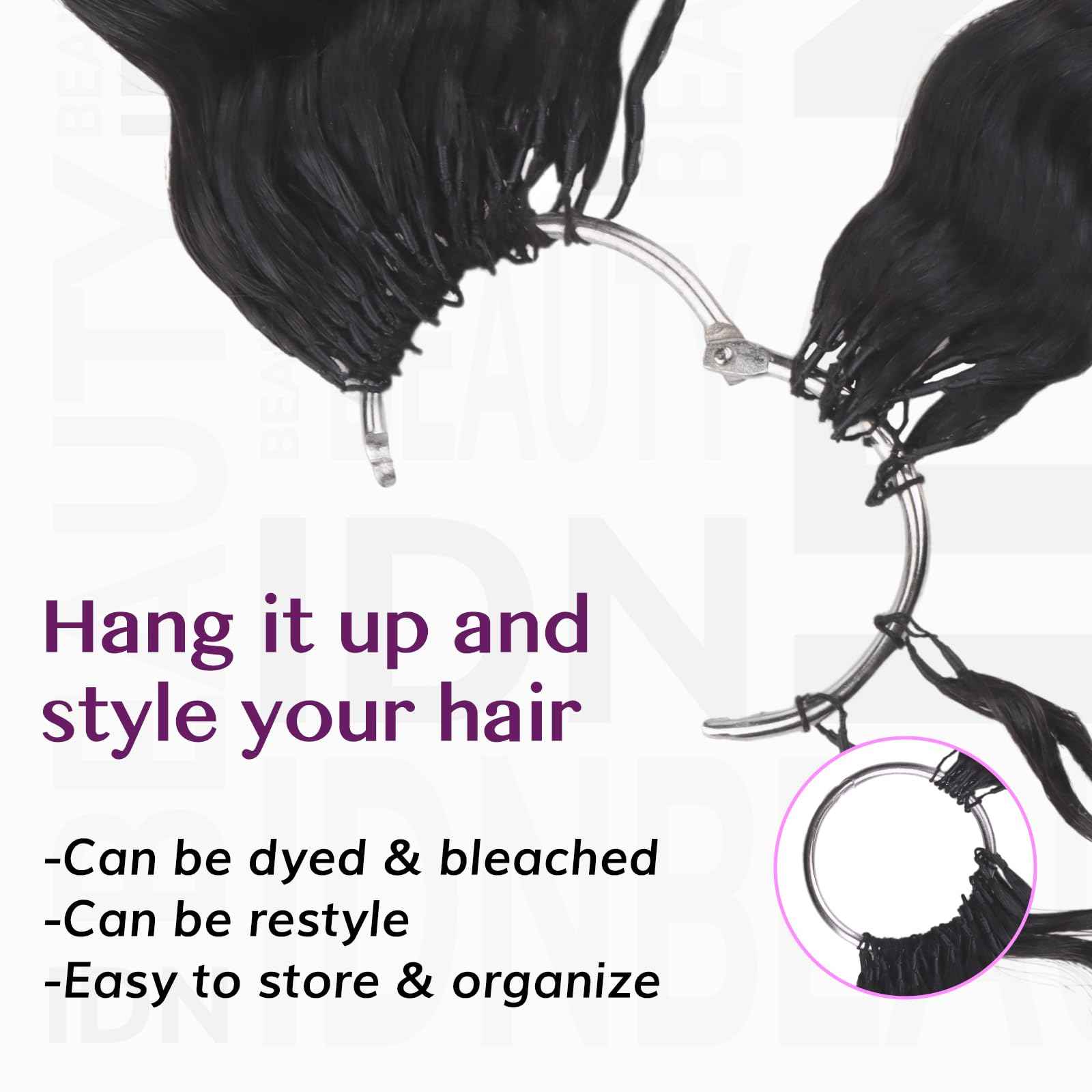 IDN Human Crochet Hair Knotless Pre Separated Bulk, 20 Inch 60g Feather Line Crochet Hair Braids, Deep Wave Natural Black Invisiable Knot Hair Extensions For Women Girl Kids