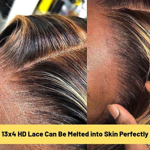 ADESORAES 26 Inch Honey Blonde Wigs Human Hair 180% Density 4/27 Highlight Ombre Lace Front Wigs 100% Human Hair Water Wave Lace Frontal Wigs Pre Plucked Wet and Wavy Curly Human Hair Wig