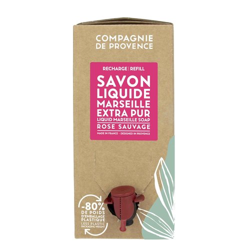 Compagnie de Provence Savon de Marseille Extra Pure Liquid Soap, Wild Rose, 101.4 Fl Oz Eco Refill