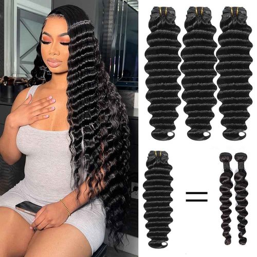 YISEA Hair Bundles Loose Deep Wave Bundles Human Hair 14 16 18 Inch 16A Raw Brazilian Virgin Human Hair Bundles Straight 3 Bundles Human Hair Full and Thick Natural Black Color