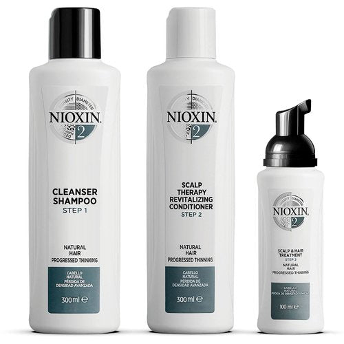 Nioxin System 2 Kit for Natural Hair with Progressed & Advanced Thinning Hair, 3 Piece Kit