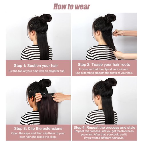 SixStarHair 20inch Italian Yaki Straight Clip In Hair Extensions 120g per Pack Long and Thick Premium Textured Hair Extensions For Black Women Remy Virgin Human Hair Clip Ins