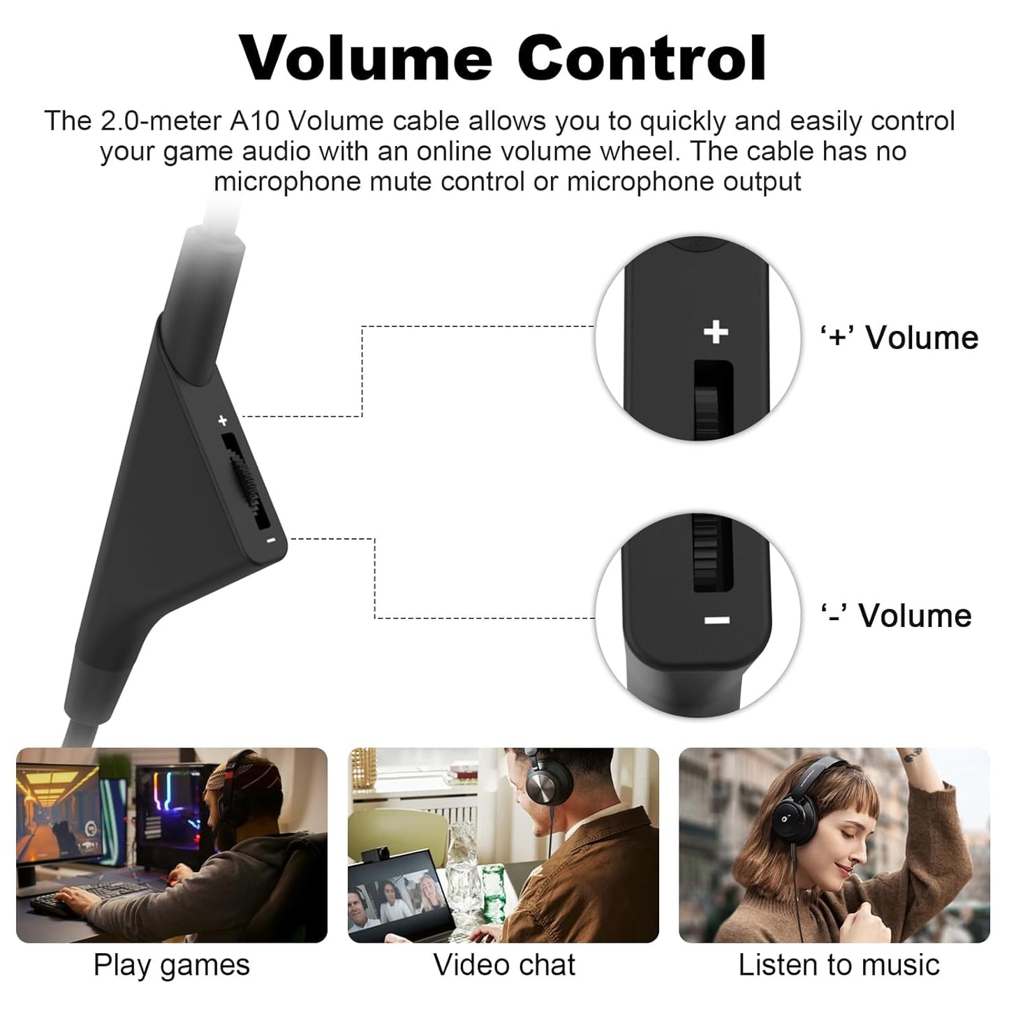 Zosvoses A40 TR Cable with Volume Control Compatible with Astro A50, A40, A40 TR, A30, A10 Gaming Headset for Xbox One, PS4 Controllers, PC, 6.56ft